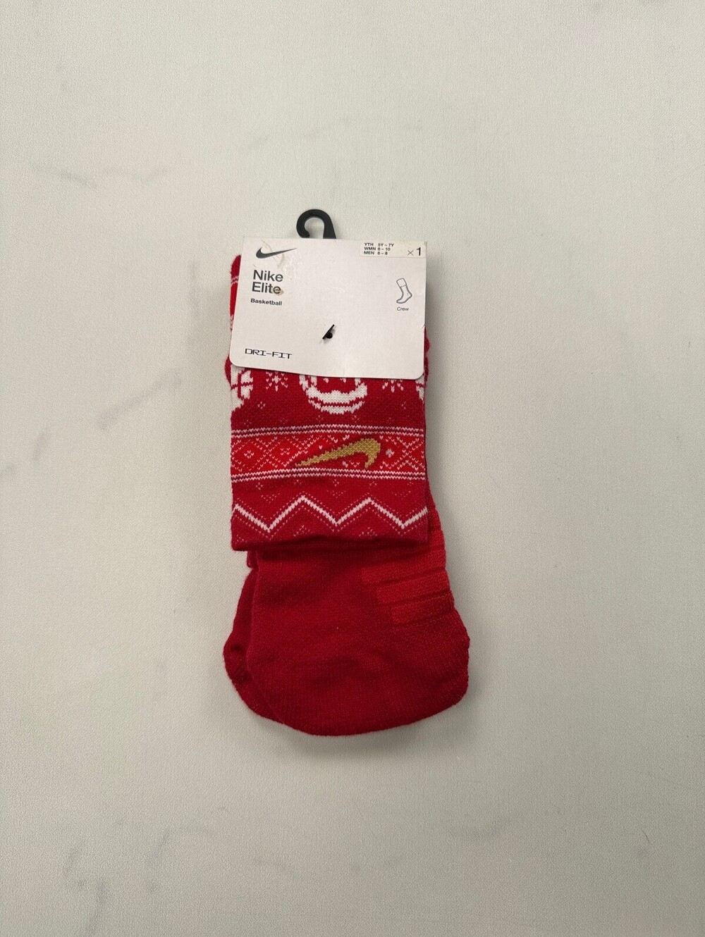 Nike Elite Socks Red 2010s Crew - M Men 6 - 8 Women 6 - 10 Youth 5Y - 7Y